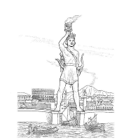 A coloring page of wonders of the world
